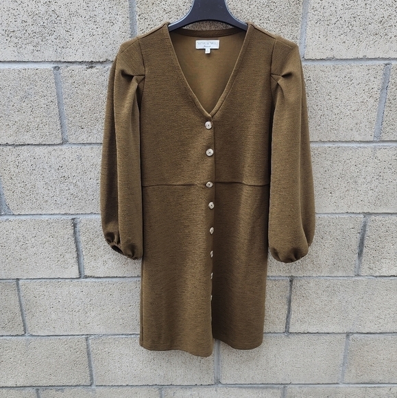 𝅺Madewell Texture & Thread Crepe Balloon-Sleeve Dress Womens Size S - Picture 2 of 11